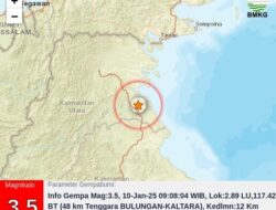 Gempa Magnitudo 3,5 Guncang Tanjung Selor