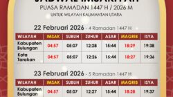 Jadwal Imsakiyah Ramadan 1447 H untuk Wilayah Kalimantan Utara (4 Ramadan 1447 / 5 Ramadan 1447)