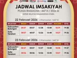 Jadwal Imsakiyah Ramadan 1447 H untuk Wilayah Kalimantan Utara (4 Ramadan 1447 / 5 Ramadan 1447)